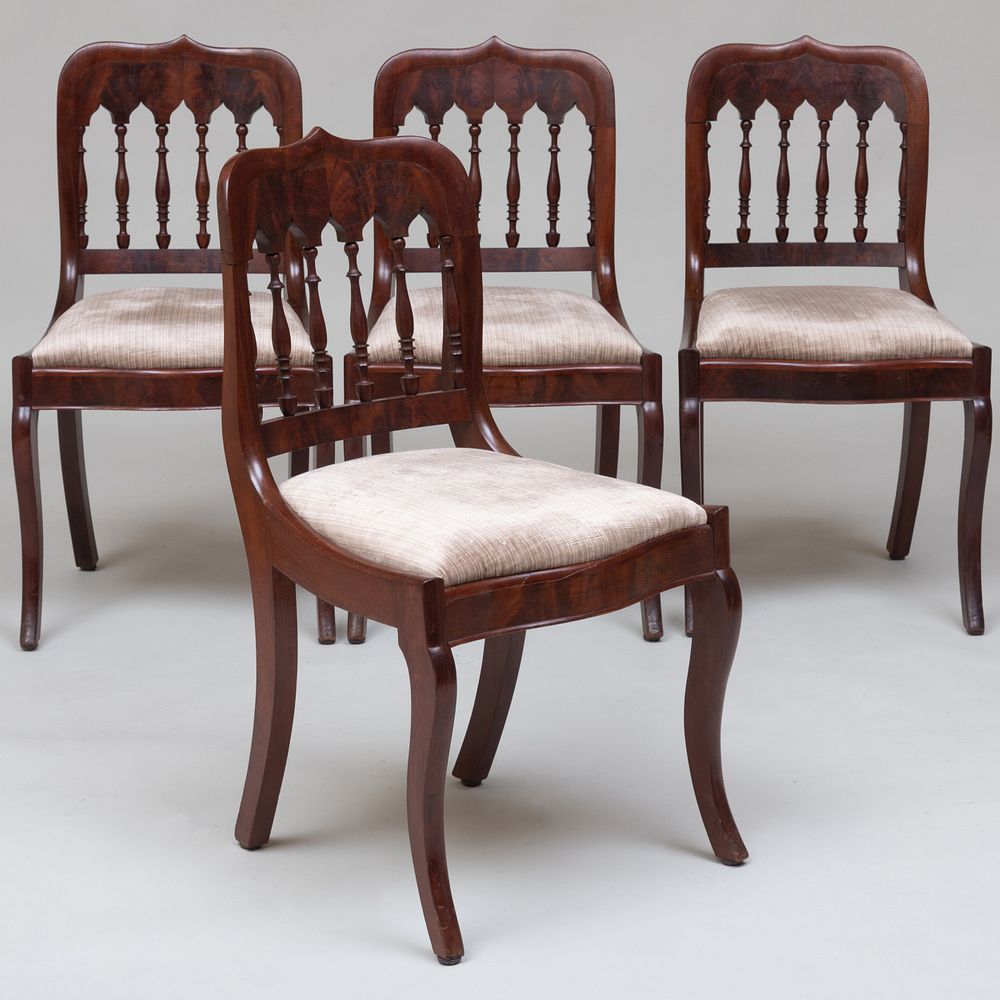 Appraisal: Set of Four American Classical Mahogany Side Chairs x x