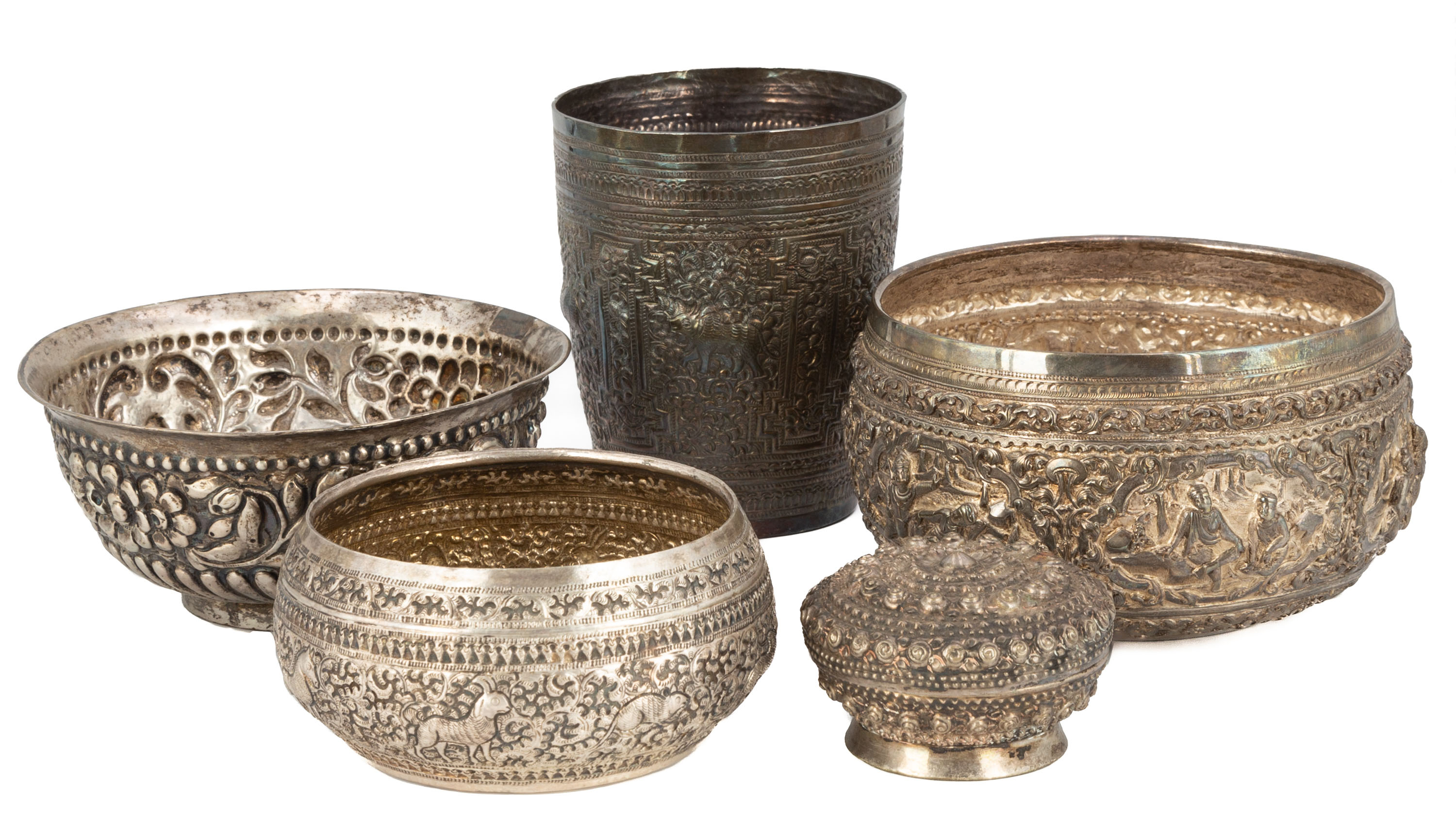 Appraisal: BURMESE SILVER ITEMS troy ounces