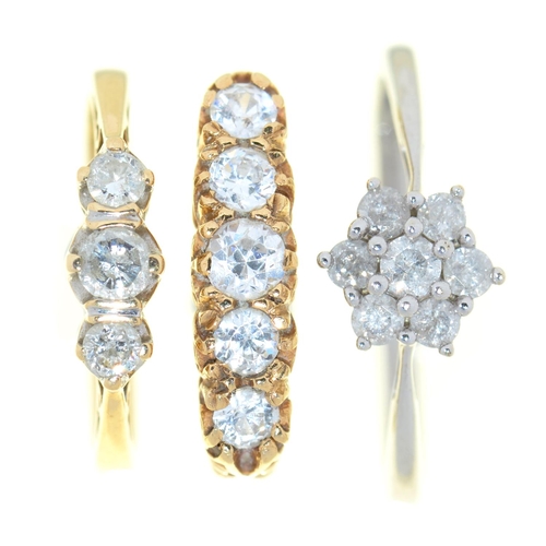 Appraisal: Two diamond rings in ct gold and a white stone