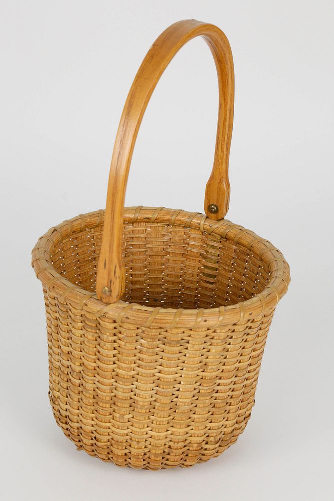 Appraisal: Vintage Nantucket Swing Handle Basket Vintage Nantucket Swing Handle Basket