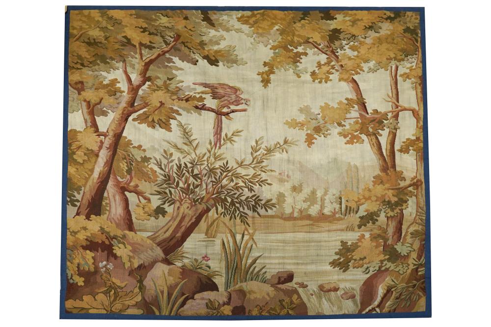 Appraisal: VERDURE TAPESTRY WALL HANGINGdepicting birds beside a lake in a