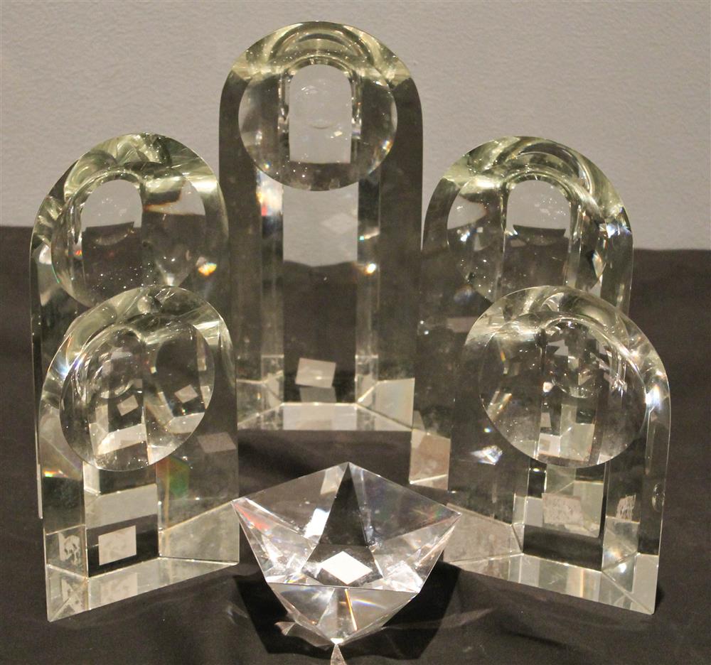 Appraisal: GROUP OF SIX RUSSIAN MODERN CRYSTAL TABLE SCULPTURES including towers