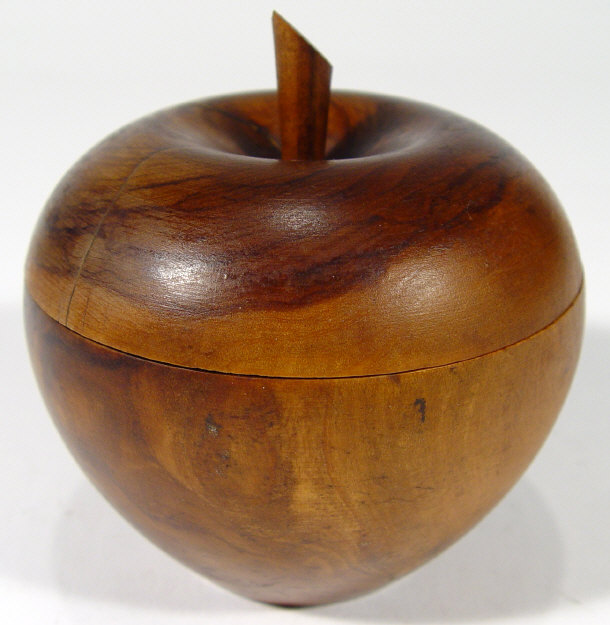 Appraisal: Olivewood apple shaped spice box and cover cm high