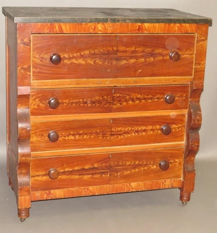 Appraisal: EMPIRE CHEST OF DRAWERSca hand decorated with the top simulating