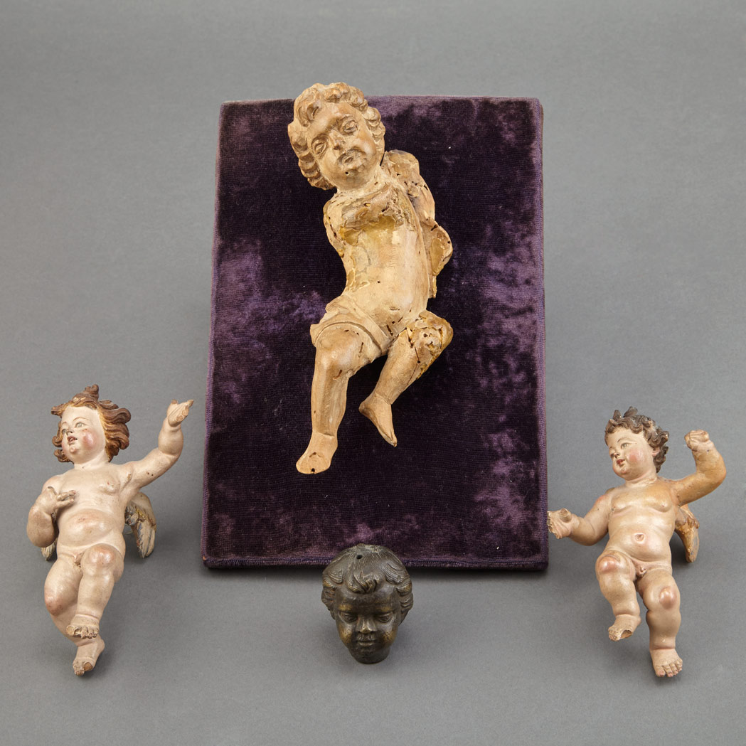 Appraisal: Pair of Continental Painted Ceramic Figures of Putti Probably German