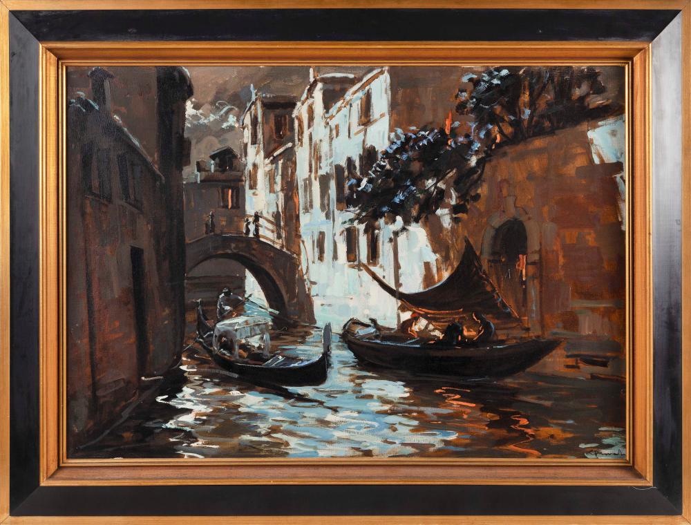 Appraisal: COSIMO PRIVATO ITALY - VENETIAN CANAL SCENE OIL ON CANVAS