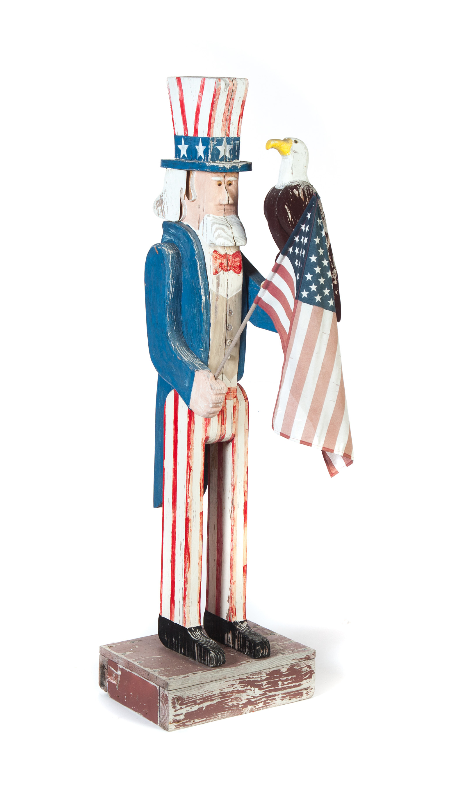 Appraisal: FOLKSY CARVED AND PAINTED UNCLE SAM FIGURE American late th