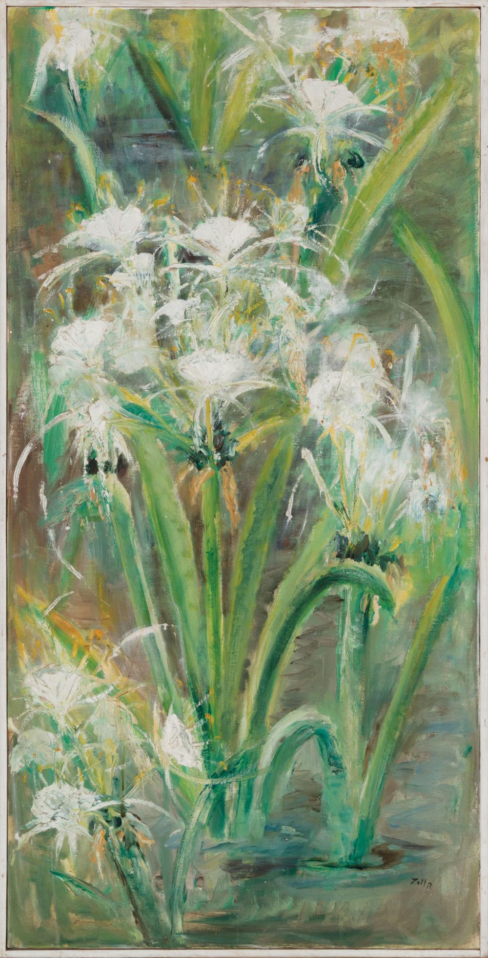 Appraisal: Zella Funck American Louisiana - Spider Lillies sic oil on