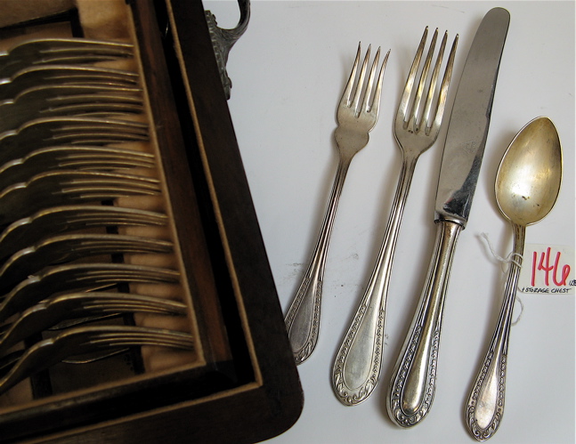 Appraisal: EUROPEAN PIECE SILVER PLATED FLATWARE SET marked A E C