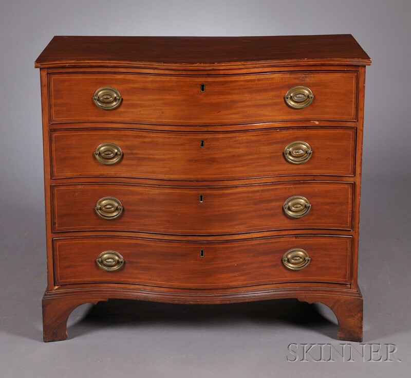 Appraisal: Federal Mahogany Inlaid Chest of Drawers probably North Shore Massachusetts