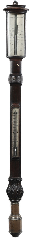 Appraisal: John Gray Rosewood Barometer British th century stick type with