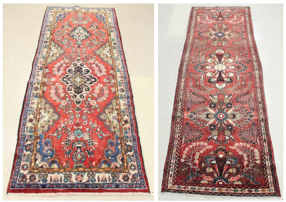 Appraisal: TWO SEMI-ANTIQUE PERSIAN AREA RUGS Hamadan region northwestern Iran both