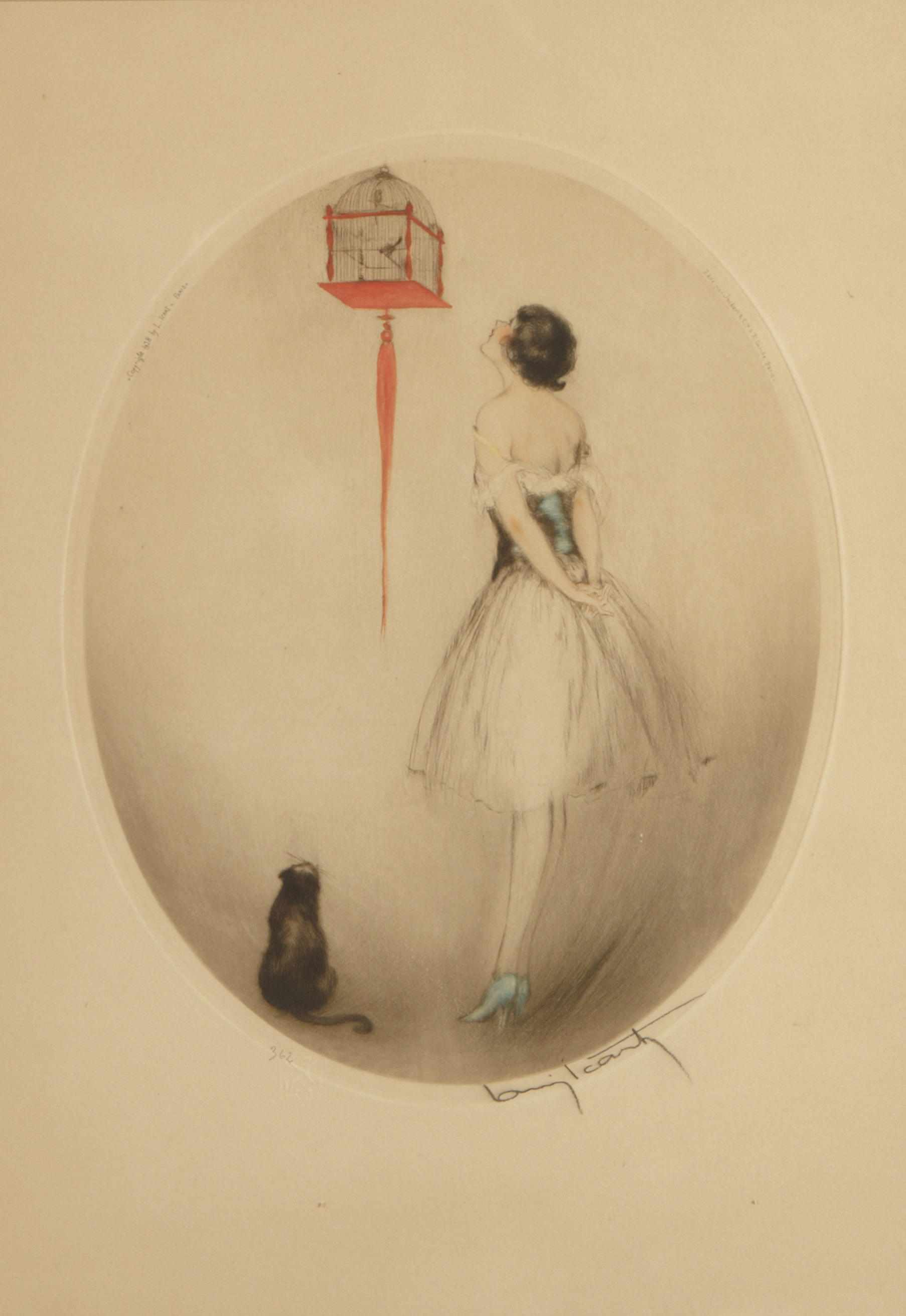 Appraisal: Louis Icart French - Red Cage H C I Etching