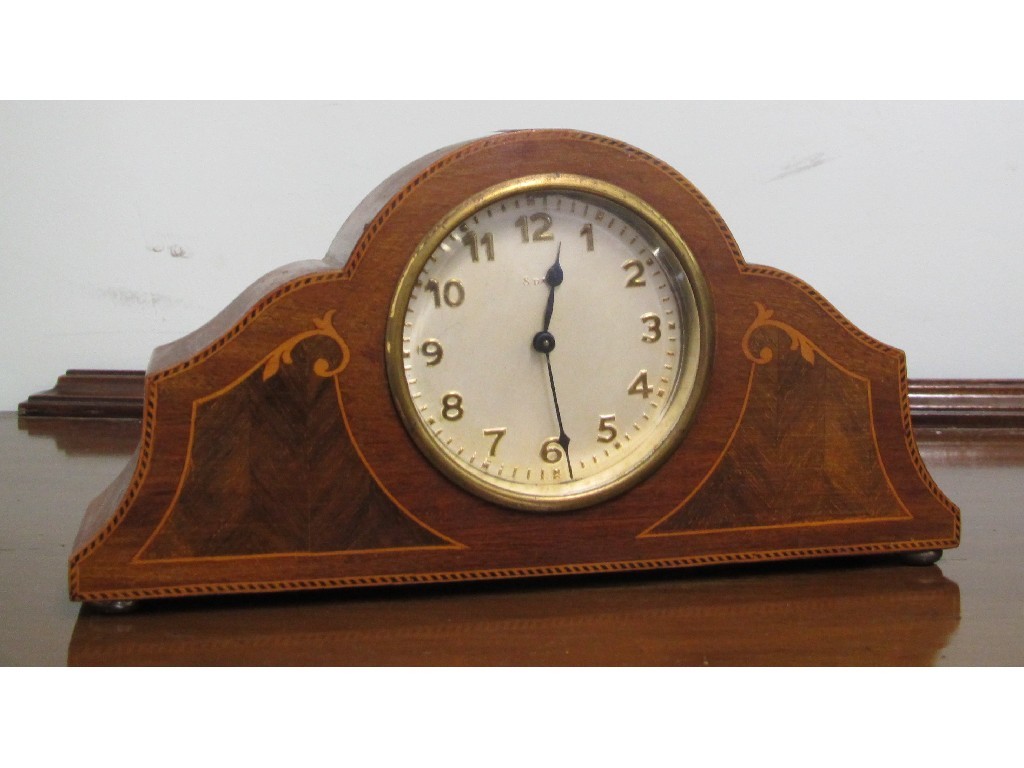 Appraisal: Mahogany inlaid mantel clock