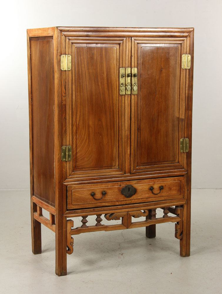 Appraisal: - Antique Chinese Cabinet Elm Antique Chinese cabinet elm wood