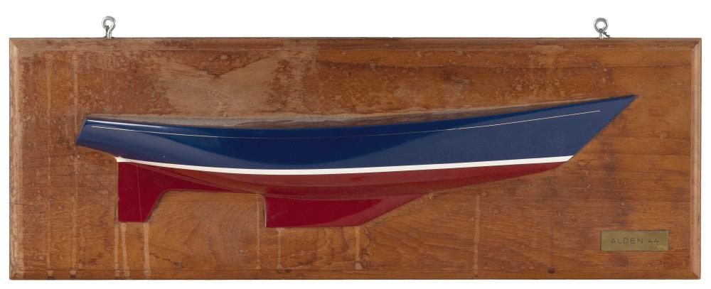 Appraisal: MOUNTED PLASTIC HALF HULL MODEL OF AN ALDEN th Century