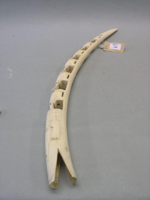 Appraisal: An Indian ivory tusk carving a herd of six elephants