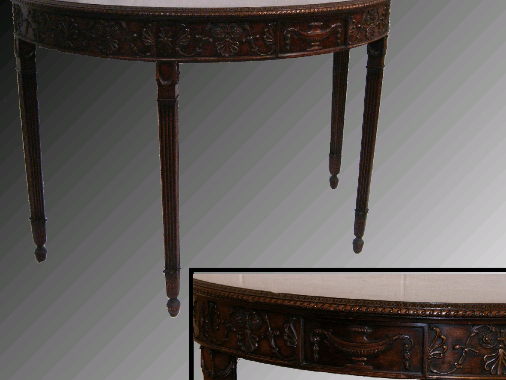 Appraisal: Good early th century mahogany demi-lune console table by Maples