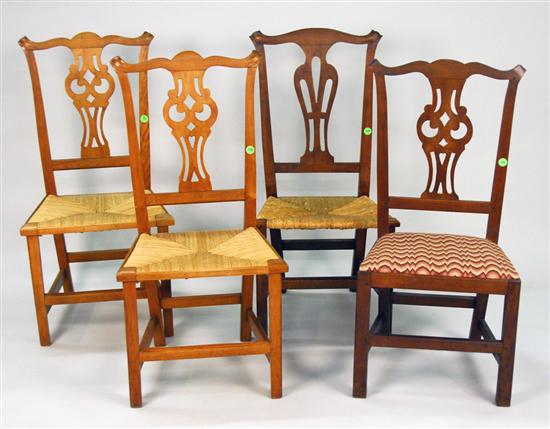 Appraisal: FOUR CHIPPENDALE SIDE CHAIRS th th century comprising a pair