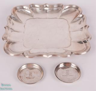 Appraisal: Vintage Sterling Silver Platter Coaster Trophies Includes two small S