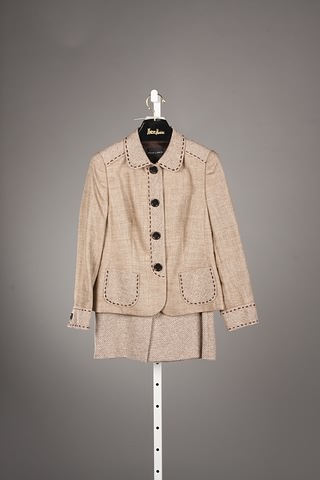 Appraisal: Rena Lange brown cotton silk wool blend skirt suit with