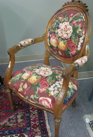 Appraisal: Victorian-style medallion-back armchair upholstered back and seat th century manufacture