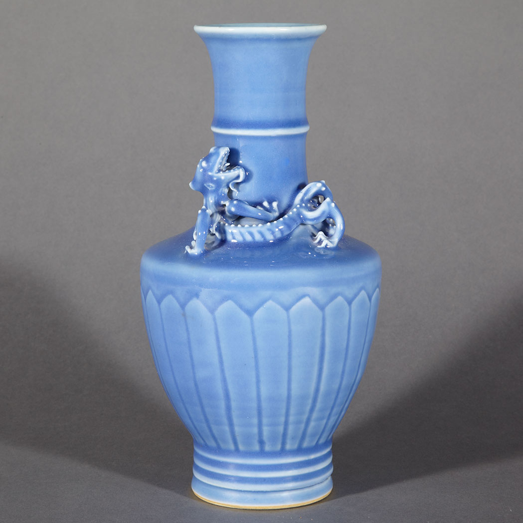 Appraisal: Chinese Light Blue Glazed Porcelain Vase th th Century The