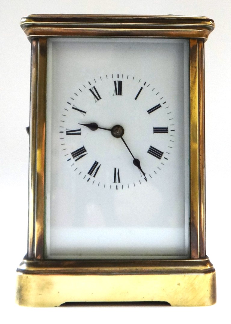 Appraisal: A brass cased carriage clock early th century with swing