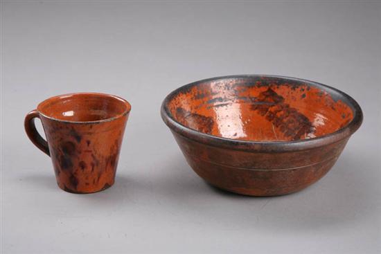 Appraisal: TWO PIECES OF REDWARE American mid th century Both have