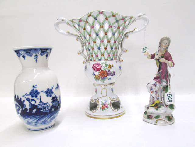 Appraisal: THREE PIECES OF PORCELAIN BY MEISSEN DRESDEN AND LUDWIGSBURG consisting