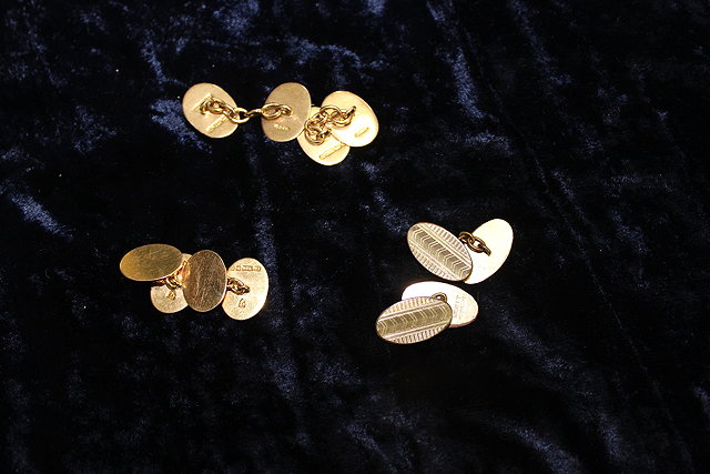 Appraisal: TWO PAIRS OF CT GOLD CUFFLINKS and a pair of