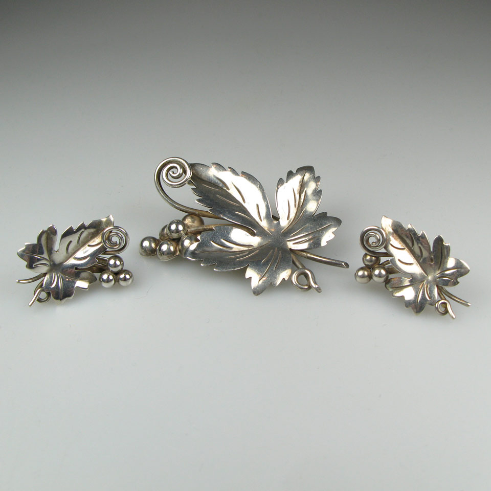 Appraisal: Dmaso Gallegos Mexican Sterling Silver Brooch And Earrings