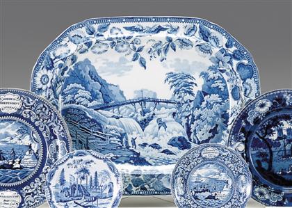 Appraisal: Rare historical blue transferware platter circa Oblong form decorated with