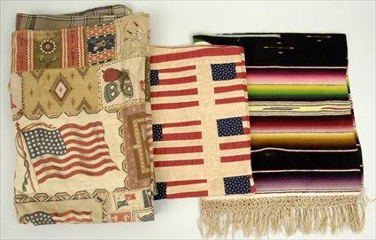 Appraisal: American Cotton Flag Quilt Together with a Guatamalan rug and