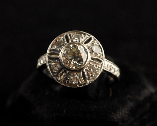 Appraisal: An Art Deco Platinum and Diamond Ring c - the