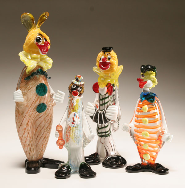 Appraisal: Four Murano art glass clown figures Tallest H Very good