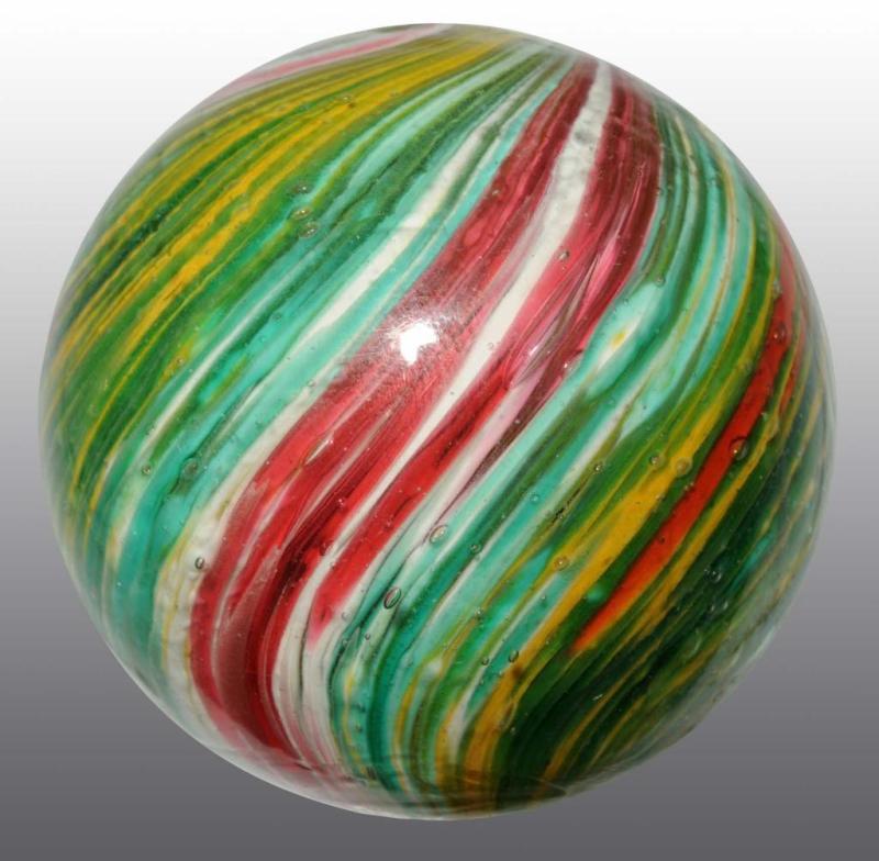 Appraisal: Onionskin Marble Description Very colorful onionskin in aqua green yellow