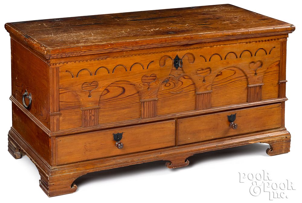 Appraisal: Southern hard pine blanket chest ca Southern hard pine blanket