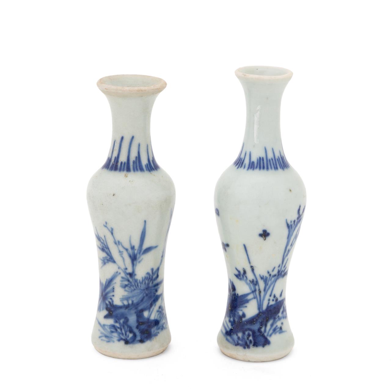 Appraisal: TWO CHINESE BLUE WHITE HATCHER CARGO BOTTLES Two Chinese blue