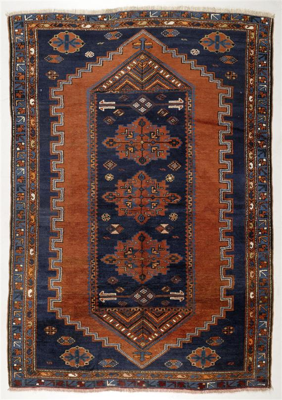 Appraisal: KAZAK old Blue ground with a bulky central medallion in