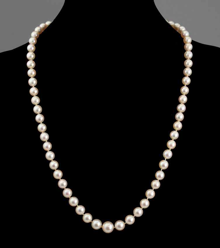 Appraisal: MIKIMOTO CULTURED PEARL STRAND Mikimoto cultured Akoya pearl strand -