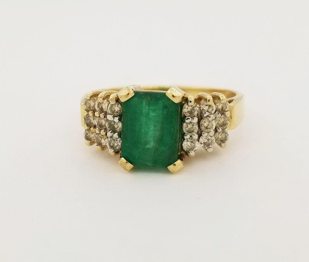 Appraisal: K Gold Emerald Diamond LeVian Ring K Gold Emerald Diamond