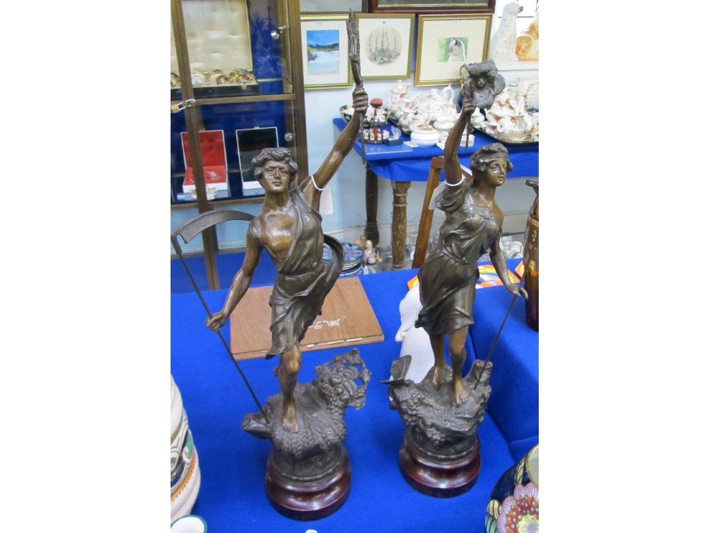 Appraisal: Pair of large spelter figures modelled as male and female