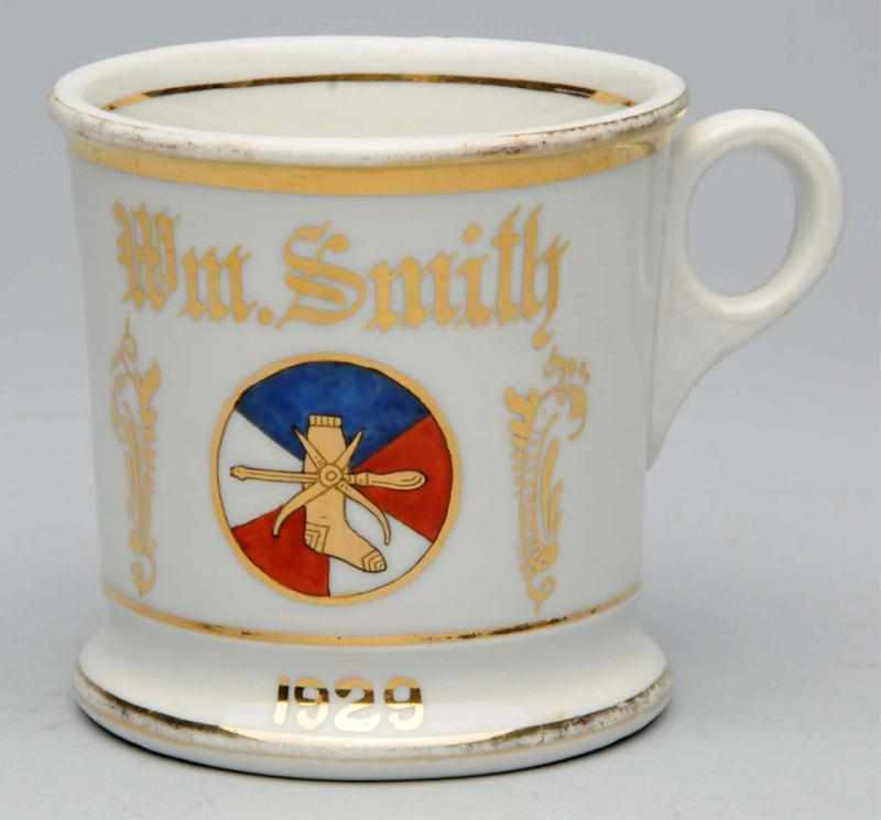 Appraisal: Tailor's Shaving Mug Gilt name Wm Smith and dated Artist