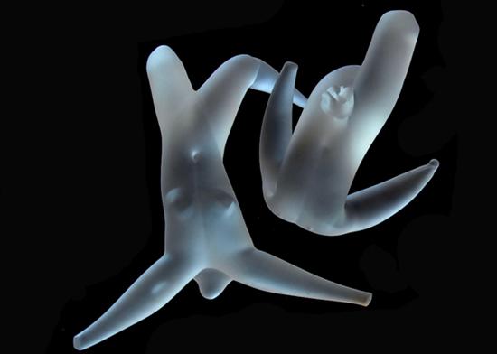 Appraisal: Two Frosted Glass Nudes Stretching Man and Woman Figures Fine