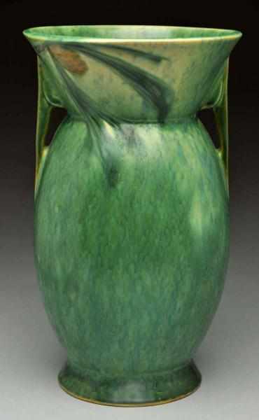 Appraisal: Roseville Futura Pine Cone Vase Beautiful feathered green glaze Shape