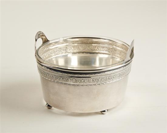 Appraisal: An International Sterling and Glass Ice Bucket the sterling holder