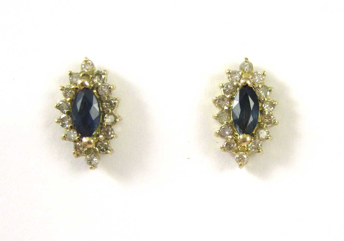 Appraisal: PAIR OF SAPPHIRE AND DIAMOND EARRINGS each k yellow gold