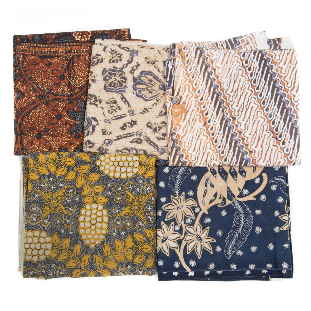 Appraisal: Batik cotton fabric panels th century in various colors patterns