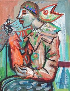 Appraisal: Josef Presser gouache Josef Presser American - - ''Clown with